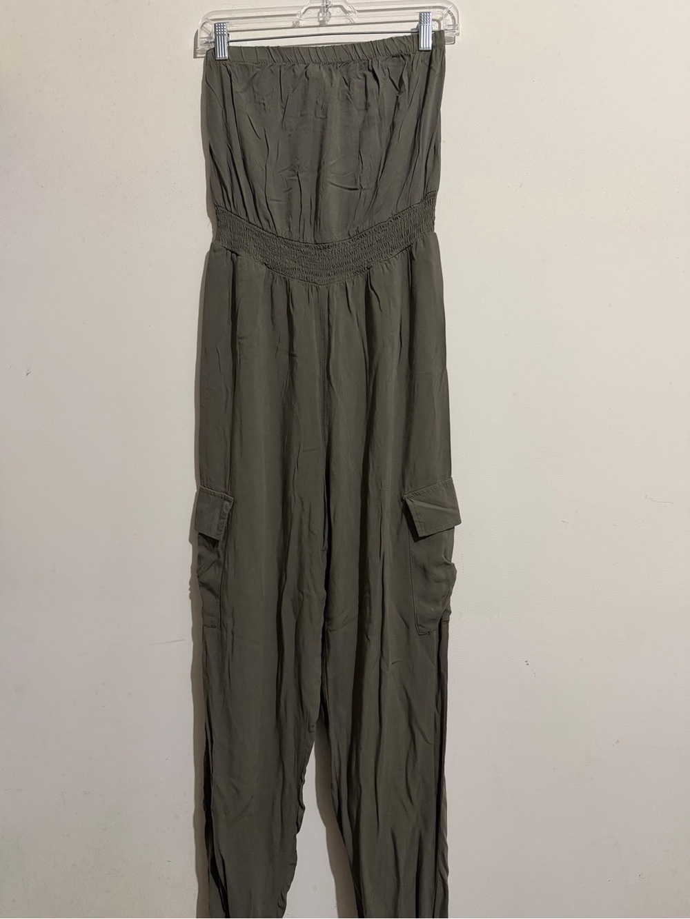 Justice Olive Green Strapless Cargo Romper